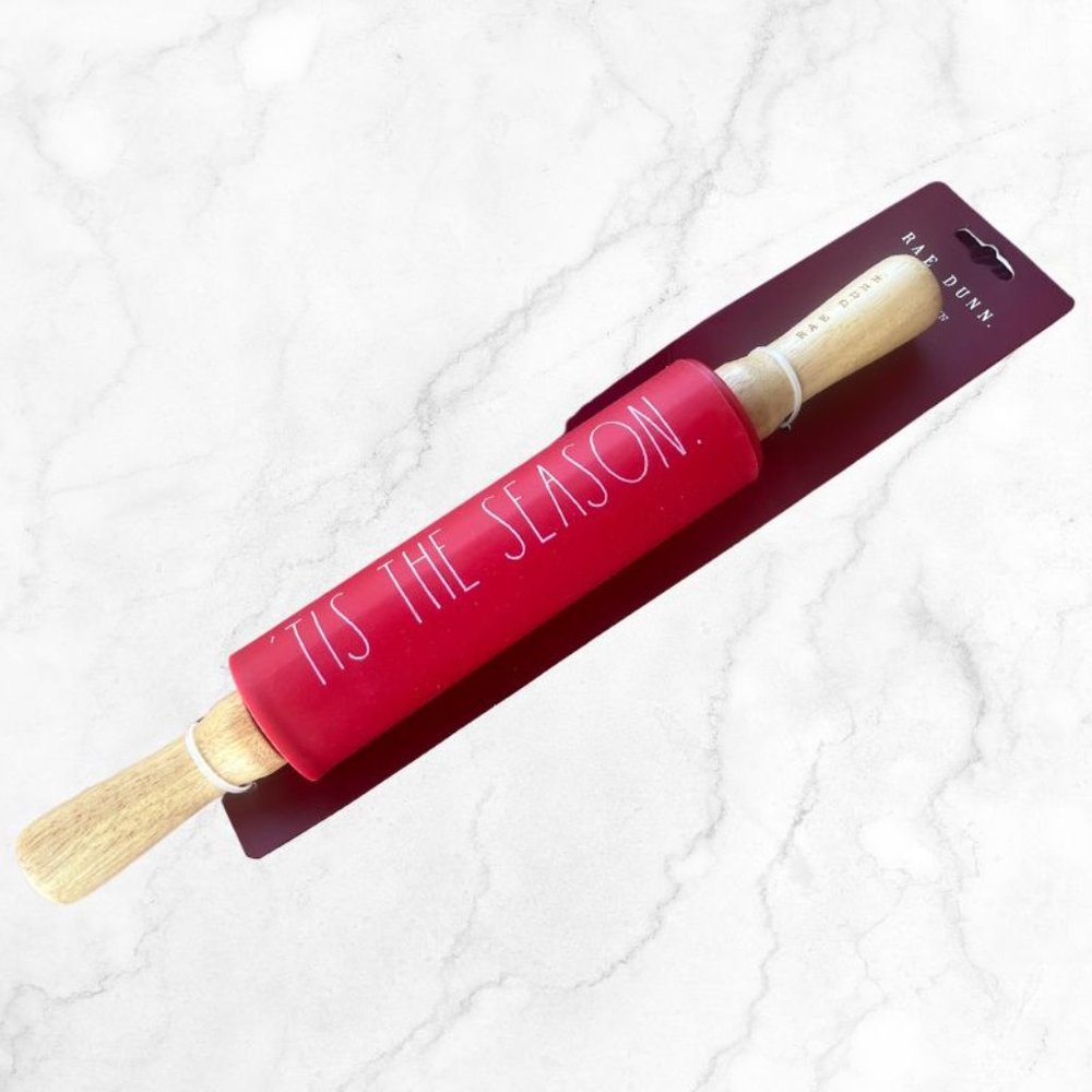 Rae Dunn Holiday Rolling Pin Tis The Season red